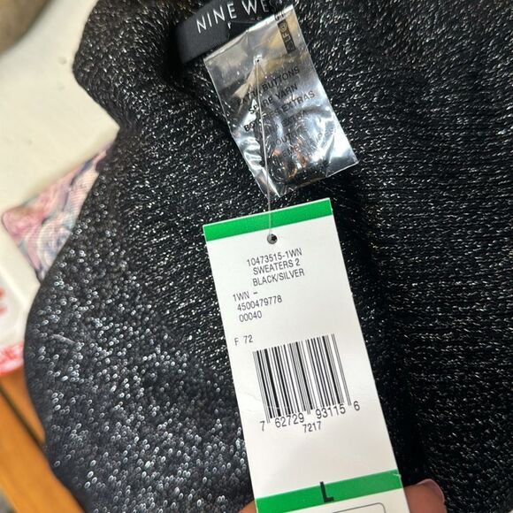 NWT Nine West Black Silver Shimmer Sweater Dress Size Large, Sparkle - Picture 8 of 8
